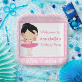 Niedliche Black Hair Ballerina Geburtstagsparty Pappteller (Party)