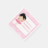 Niedliche Black Hair Ballerina Geburtstagsparty Serviette (Ecke)