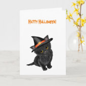 Niedliche Black Kitten Halloween-Karte Karte (Gelbe Blume)