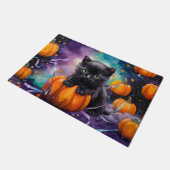 Niedliche Black Kitten Pumpkins und Ribbon Fußmatte (Schrägansicht)