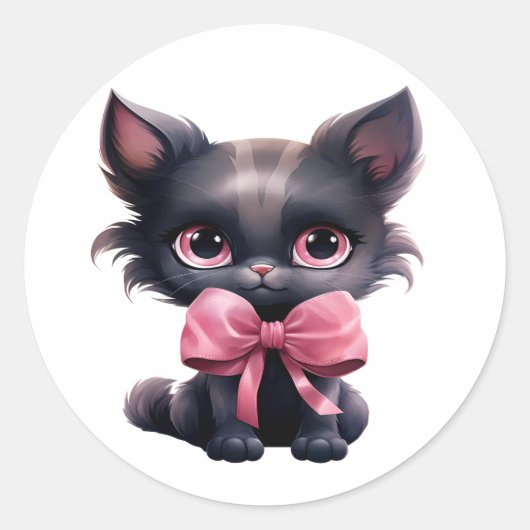 Niedliche Black Kitten Stickers (Vorderseite)