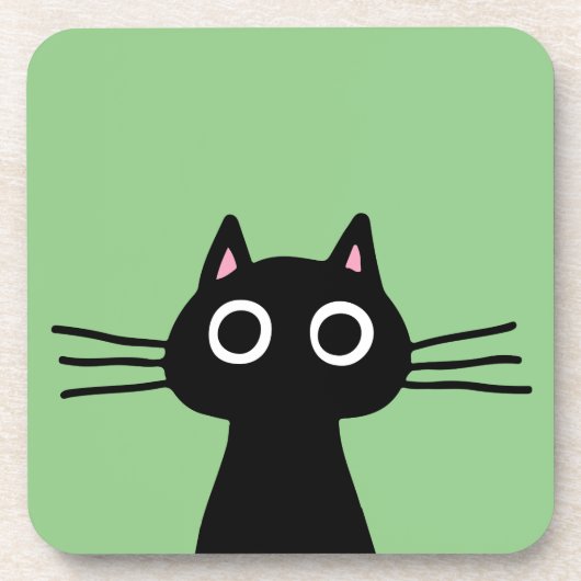 Niedliche Black Kitty Cat - Funny Feline Art Getränkeuntersetzer (Vorderseite)