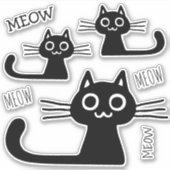 Niedliche Black Kitty Cats Meow Meow Vinyl Sticker (Vorderseite)