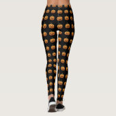 Niedliche Black Orange Pumpkins Halloween Leggings (Rückseite)