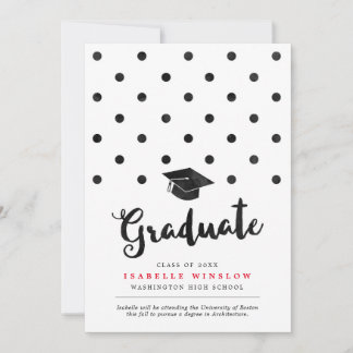 Niedliche Black Polka Dots Graduation Cap Ankündigung