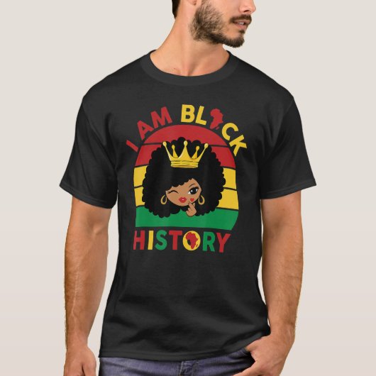 Niedliche Black-Qeen-Girl mit Afro Puff Hair Herz  T-Shirt (Vorderseite)