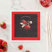 Niedliche Black & Red Ladybug Fairy Birthday Party Serviette (Beispiel)