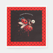 Niedliche Black & Red Ladybug Fairy Birthday Party Serviette (Vorderseite)