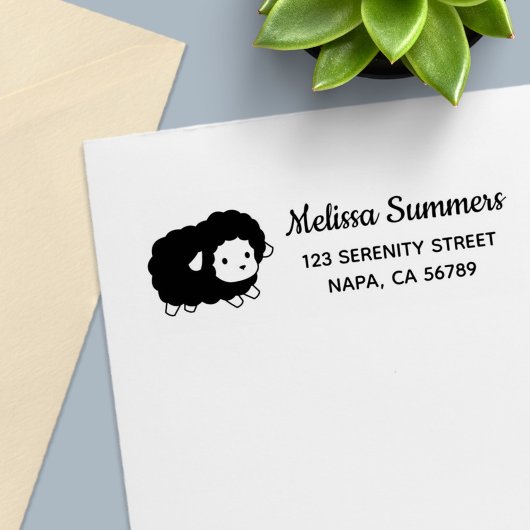 Niedliche Black Sheep Ewe-Rücksendeadresse Permastempel