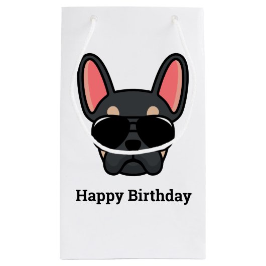 Niedliche Black Tan French Bulldog Face Kleine Ges Kleine Geschenktüte (Rückseite)