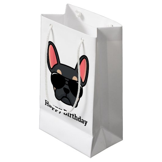 Niedliche Black Tan French Bulldog Face Kleine Ges Kleine Geschenktüte (Vorderseite Schrägansicht)