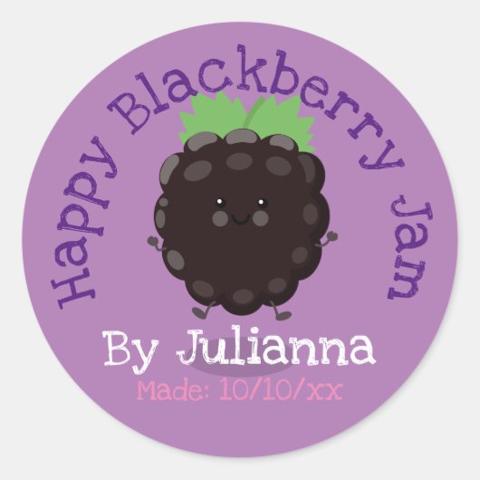 Niedliche BlackBerry-Konfitam-Cartoon-Illustration Runder Aufkleber (Vorderseite)