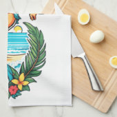 Niedliche Blackhaired Bikini Beach Girl Thunder_Co Geschirrtuch (Viertel Falte)