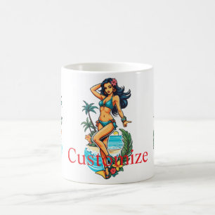 Niedliche Blackhaired Bikini Beach Girl Thunder_Co Kaffeetasse
