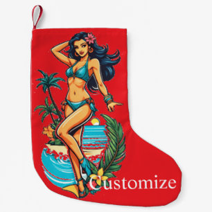 Niedliche Blackhaired Bikini Beach Girl Thunder_Co Kleiner Weihnachtsstrumpf