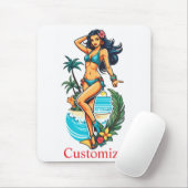 Niedliche Blackhaired Bikini Beach Girl Thunder_Co Mousepad (Mit Mouse)