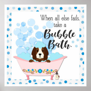 Niedliche Blase Bath Cartoon Dog Bad Poster