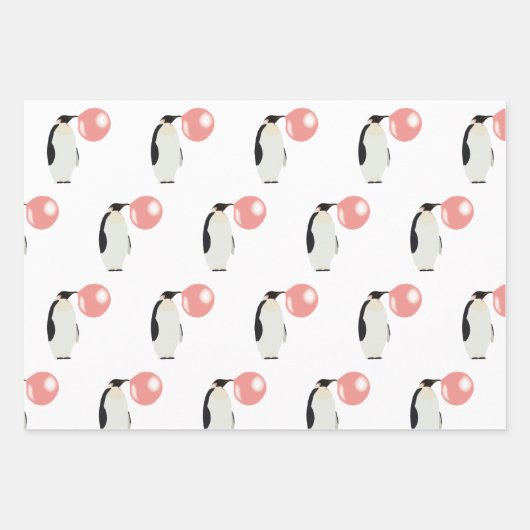 Niedliche Blase Gum Pinguin Blasen Blase Geschenkpapier Set (Vorderseite 3)