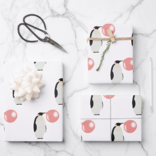 Niedliche Blase Gum Pinguin Blasen Blase Geschenkpapier Set