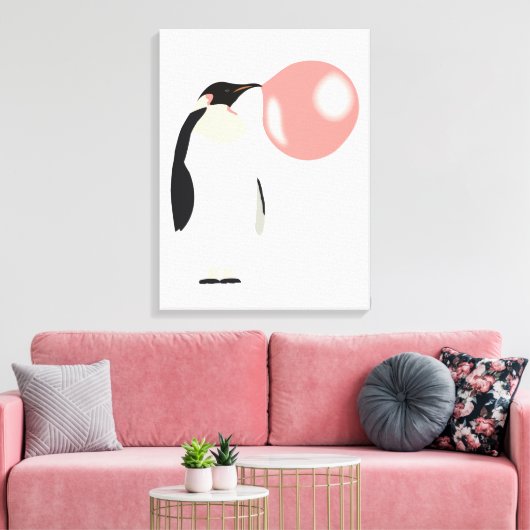 Niedliche Blase Gum Pinguin Blasen Blase Leinwanddruck (Insitu (Wohnzimmer))