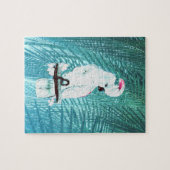 Niedliche Blätter aus weißem Cockatoo mit tropisch Puzzle (Horizontal)