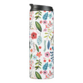 Niedliche  Blätter und Blume Botanisches Muster Thermosbecher (Nach rechts gedreht)
