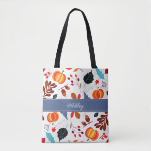 Niedliche Blätter und Kürbismuster Tasche