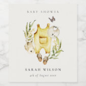 Niedliche Blattfolie Gelbe Kleidung Kinderdusche Weinetikett (Einzelnes Label)