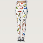 Niedliche, blau-blaue tropische, bunte Vögel Leggings (Vorderseite)