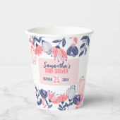 Niedliche Blau- und Rosa-Blume Botanische Babydusc Pappbecher (Vorderseite)