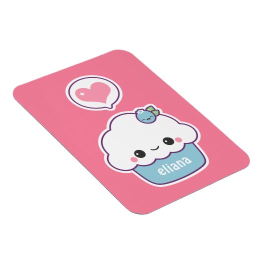 Niedliche Blaubeere Cupcake Magnet (Rechte Seite)