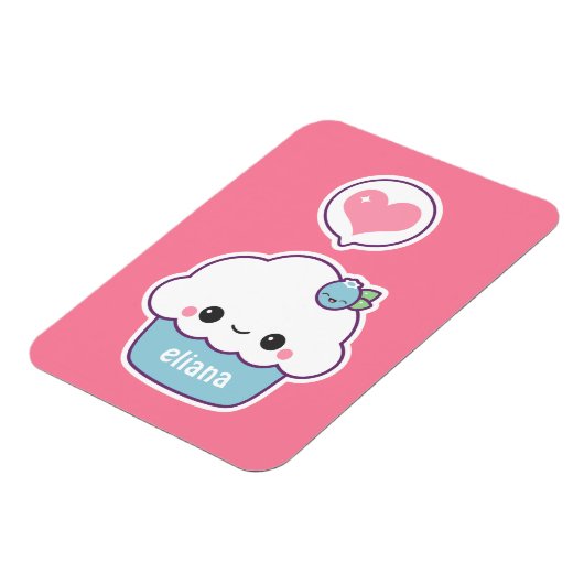 Niedliche Blaubeere Cupcake Magnet (Linke Seite)