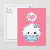 Niedliche Blaubeere Cupcake Postkarte (Vorne/Hinten)