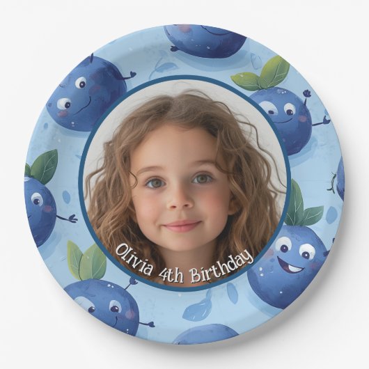 Niedliche Blaubeere nach Kundenwunsch Foto und Nam Pappteller (Vorderseite)