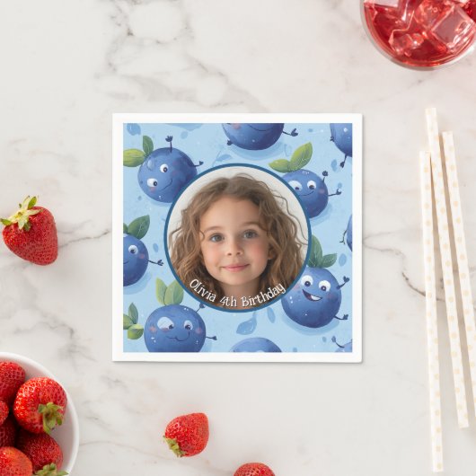 Niedliche Blaubeere nach Kundenwunsch Foto und Nam Serviette (Beispiel)