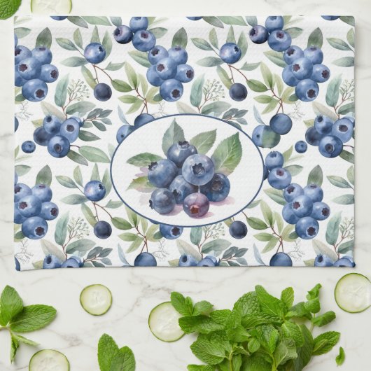 Niedliche Blaubeeren Geschirrtuch (Gefaltet)