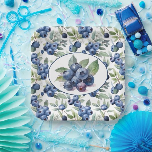 Niedliche Blaubeeren Pappteller (Party)