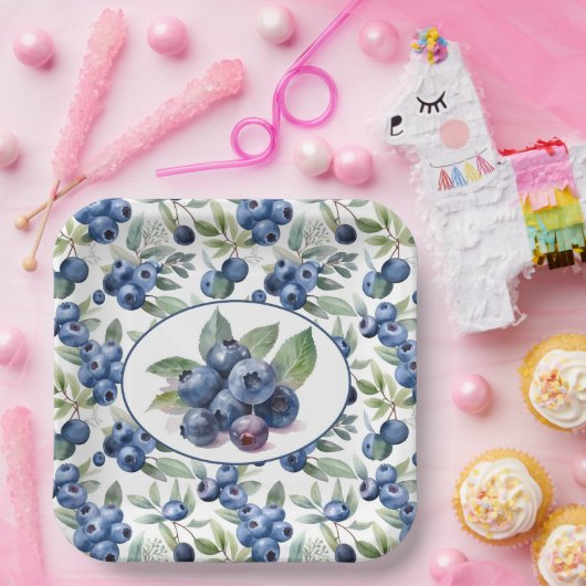 Niedliche Blaubeeren Pappteller (Party)