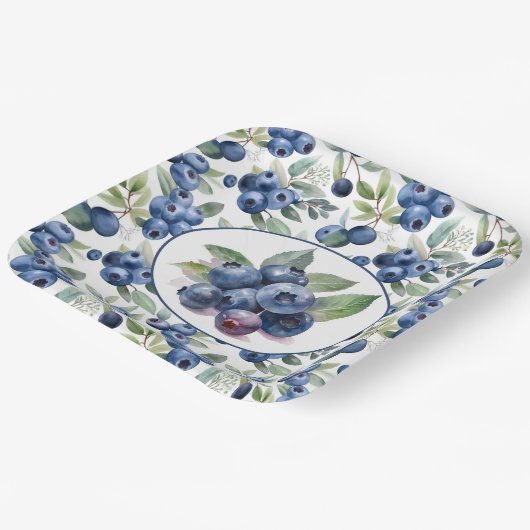 Niedliche Blaubeeren Pappteller (Gewinkelt)