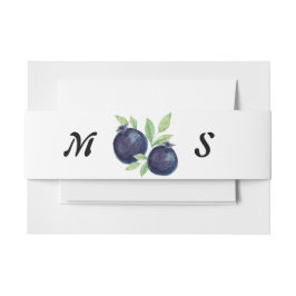 Niedliche Blaubeeren Wasserfarbe Mit Monogramm Einladungsbanderole