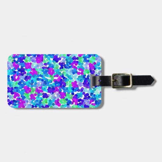 Niedliche blaue Aqua-violette Pinky-Muster Gepäcka Gepäckanhänger (Vorderseite horizontal)