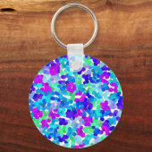 Niedliche blaue Aqua-violette Pinky-Muster Gepäcka Schlüsselanhänger (Vorderseite)