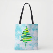 Niedliche blaue Aquarellbäume Weihnachtsbäume Toag Tasche (Vorderseite)