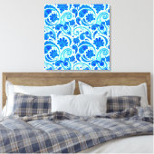 Niedliche blaue Aquarellenmuster Leinwanddruck (Insitu (Schlafzimmer))