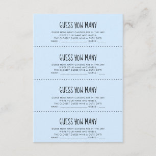 Niedliche blaue Baby-Dusche Rate wie viele Spielka Begleitkarte