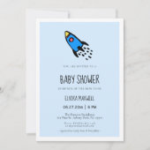 Niedliche blaue Babynadel Babydusche Einladung (Vorderseite)