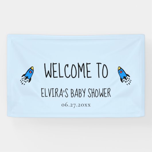 Niedliche blaue Babynahrung Baby Dusche Banner (Horizontal)