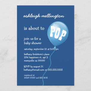 Niedliche blaue Ballon-Baby-Dusche A01 Einladung