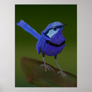 NIEDLICHE BLAUE BIRD-MALERIE POSTER