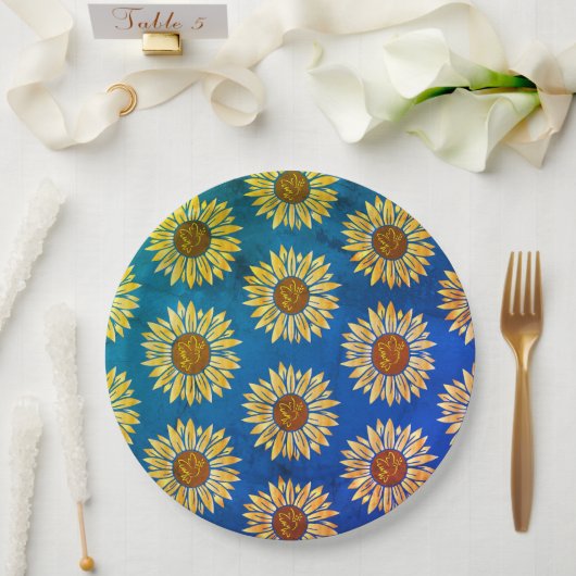 Niedliche blaue Blumenpapiere Teller (Hochzeit)